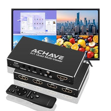 Load image into Gallery viewer, ACHAVE 4x1 HDMI Multiviewer Switch 2x1 3x1, 4K@30Hz 1080P@60Hz Quad Screen Splitter with 10 Display Modes, Seamless Switching, IR Remote Control, Compatible with Laptop, Xbox, TV Box, Black_1
