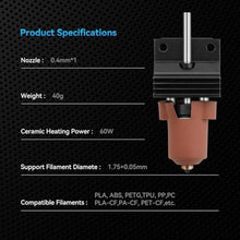 Load image into Gallery viewer, ACROSSXD K1/K1 Max/K1C Hotend Upgrades Kit, K1 Series Ceramic Heating Block Kit, 3D Printers Hotend with Integrated Quick-Swap Nozzle, Supports 300C High Temperature, 600mm/s High-Speed, black_418
