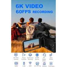 Load image into Gallery viewer, Acuvar 4K/6K Camcorder Video Camera 64MP 60FPS Vlogging Camera for YouTube, WiFi, LED Light, Mic, 64GB SD Card Live Stream Webcam_2013
