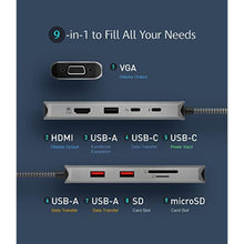 Load image into Gallery viewer, ADAM elements USB-C Gen2 Hub/Laptop Docking Station CASA Hub A09 9in1 Multiport Adapter for Mac &amp; PC - USB-C 3.1 Gen2, USB-C PD, USB-A 3.1 Gen2 x2, USB-A 2.0, HDMI, VGA, SD &amp; microSD Card Reader_1483
