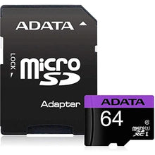 Load image into Gallery viewer, ADATA Premier 64GB microSDHC/SDXC UHS-I U1 Class 10 Memory Card with Adapter (AUSDX64GUICL10-RA1), Black_600
