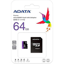 Load image into Gallery viewer, ADATA Premier 64GB microSDHC/SDXC UHS-I U1 Class 10 Memory Card with Adapter (AUSDX64GUICL10-RA1), Black_603
