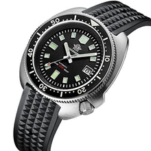 Load image into Gallery viewer, ADDIESDIVE Automatic Dive Watch for Men with Waffle Soft Rubber Diving Band Black Dial Waterproof 200 M, blackwithwafflestrap_8257

