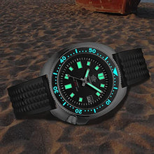 Load image into Gallery viewer, ADDIESDIVE Automatic Dive Watch for Men with Waffle Soft Rubber Diving Band Black Dial Waterproof 200 M, blackwithwafflestrap_8258
