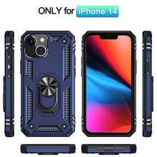 Load image into Gallery viewer, ADDIT i Phone 14 Case, for iPhone 14 Case,with Kickstand Ring,Adjustable Stand,Military Grade,Heavy Duty Protection,Shockproof,Anti-Fingerprint,Support Magnet Car Mount,Blue_8197
