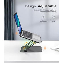 Load image into Gallery viewer, Adjustable Laptop Stand for Desk, Aluminum Portable Laptop Stand, Lightweight 500g, Foldable Ergonomic Computer Notebook stand Holder for 11-16" MacBook Air Pro, Dell XPS,HP Computer Notebook, Black_5224
