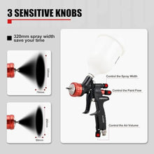 Load image into Gallery viewer, AEROPRO Tools A608 HVLP Air Spray Gun, 1.3mm Nozzle, 600cc Plastic Cup, Auto Paint Spray Gun, Automotive Paint Gun, Body Repair Paint Spray Guns, Car Paint Gun for Touch Up, Primer, Top Coat, black_1894
