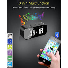 Load image into Gallery viewer, AFK Alarm Clock with Bluetooth Speaker for Bedroom/Office,Small Digital Clock for Heavy Sleepers Adults,Teens,Kids with Dual Alarms,Mirror LED Display,Hands-Free Calling., Black_8246
