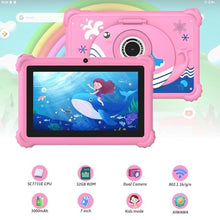 Load image into Gallery viewer, Aheadthink 7-inch Kids Tablet for Toddlers, Android 12, 4GB RAM, 32GB ROM, WiFi, Bluetooth, Safe Eye Protection IPS Screen, Parental Controls, Dual Camera, Transparent Case for Education &amp; Gaming, Pink_750
