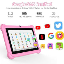 Load image into Gallery viewer, Aheadthink 7-inch Kids Tablet for Toddlers, Android 12, 4GB RAM, 32GB ROM, WiFi, Bluetooth, Safe Eye Protection IPS Screen, Parental Controls, Dual Camera, Transparent Case for Education &amp; Gaming, Pink_751
