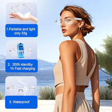 Load image into Gallery viewer, AI Smart Glasses with Chat GPT for Women and Men, Bluetooth Translation Glasses with 164 Languages, Open Ear Audio with Mic &amp; Speakers, Hands-Free Calls, UV Protection &amp; Anti-Blue Light, White_734
