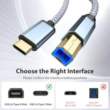 Load image into Gallery viewer, AIAUXAI 10FT USB B to USB C Printer Cable for HP/Canon Connect to Computer, Gery_1969
