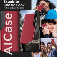 Load image into Gallery viewer, AICase for Galaxy S24 Case,PU Leather Smart Window S-View Flip Kickstand Cover with Auto Wake/Sleep for Samsung Galaxy S24 5G 6.1" 2024_5 Red_7586
