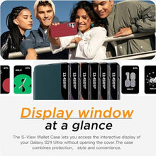 Load image into Gallery viewer, AICase for Galaxy S24 Case,PU Leather Smart Window S-View Flip Kickstand Cover with Auto Wake/Sleep for Samsung Galaxy S24 5G 6.1" 2024_5 Red_7589
