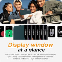 Load image into Gallery viewer, AICase for Galaxy S24 Plus Case,PU Leather Smart Window S-View Flip Kickstand Cover with Auto Wake/Sleep for Samsung Galaxy S24 Plus 5G 6.6" 2024_1 Teal_7606
