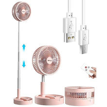 Load image into Gallery viewer, AICase Stand Fan,Folding Portable Telescopic Floor/USB Desk Fan with 7200mAh Rechargeable Battery,4 Speeds Super Quiet Adjustable Height and Head Great for Office Home Outdoor Camping-pink, PinkmAh_1
