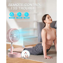 Load image into Gallery viewer, AICase Stand Fan,Folding Portable Telescopic Floor/USB Desk Fan with 7200mAh Rechargeable Battery,4 Speeds Super Quiet Adjustable Height and Head Great for Office Home Outdoor Camping-pink, PinkmAh_24
