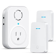 Load image into Gallery viewer, AIDA Wireless Doorbell, Self-powered Doorbell with Extra Socket, No Battery Required Push Button, Cordless Door Bell Ringer, 5 Volume Levels with 32 Doorbell Chimes (White, 2 Button &amp; 1 Receiver)_1
