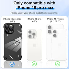 Load image into Gallery viewer, aidvaia Frameless Phone case Compatible with iPhone 16 Pro Max Case Transparent Electroplated Black Frameless Design with Camera Lens Protection case, TransparentClearPlatingBlack_2676
