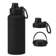 Load image into Gallery viewer, Aiivow Black 32 oz Insulated Water Bottle, Large Metal Stainless Steel Water Flask, Big Sports Travel Mens Water Bottle for Gym,Hiking,1 liters Leakproof Insulated Thermal Bottle with 2 Lids_1
