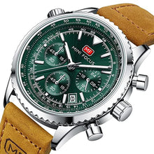 Load image into Gallery viewer, AIMES Mens Watches for Men Casual Chronograph Waterproof Sport Military Watch Analog Quartz Movement Stylish Luxury Dress Wrist Watch Elegant Gift Watch for Men, S-silver green, Fashion Luxury_1419
