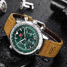 Load image into Gallery viewer, AIMES Mens Watches for Men Casual Chronograph Waterproof Sport Military Watch Analog Quartz Movement Stylish Luxury Dress Wrist Watch Elegant Gift Watch for Men, S-silver green, Fashion Luxury_1420
