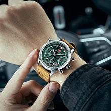 Load image into Gallery viewer, AIMES Mens Watches for Men Casual Chronograph Waterproof Sport Military Watch Analog Quartz Movement Stylish Luxury Dress Wrist Watch Elegant Gift Watch for Men, S-silver green, Fashion Luxury_1421
