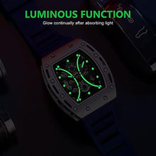 Load image into Gallery viewer, AIMES Mens Watches Military Sports Watch for Men Luxury Silver Square Skeleton Chronograph Big Face Luminous Waterproof Analog Quartz Business Wristwatch Blue Silicon Strap Dress Watch_2305
