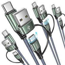 Load image into Gallery viewer, AINOPE USB Cable 4Pack 6.6ft+3.3ft+3.3ft+10ft Nylon Braided Fast Charging Cable 3A, Grey_1

