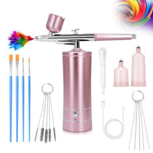 Load image into Gallery viewer, Airbrush Kit Air Brush Kit With Air Compressor Nail Charms Wireless Air Brush for Barber, Nail Art,Makeup, Model Painting (Pink)_1
