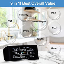 Load image into Gallery viewer, AirKnight Premium Indoor Air Quality Monitor Indoor &amp; Air Quality Sensor. VOC Detector, CO2 Monitor, Formaldehyde Detector HCHO, AQI, PM2.5, PM10 Temperature Humidity Air AQI CO2 Meter, White_493
