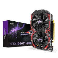Load image into Gallery viewer, AISURIX GTX 1050 Ti 4G Graphics Card, 128 Bit GDDR5 PCI Express 3.0 Graphics Card, DVI VGA HDMI Graphics Card with Twin Freeze Fans Gaming GPU (1050 TI), gold_1
