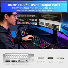Load image into Gallery viewer, AISURIX GTX 1050 Ti 4G Graphics Card, 128 Bit GDDR5 PCI Express 3.0 Graphics Card, DVI VGA HDMI Graphics Card with Twin Freeze Fans Gaming GPU (1050 TI), gold_23
