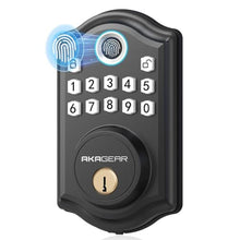 Load image into Gallery viewer, AkaGear DS10 Keyless Entry Door Lock with Fingerprint, Electronic Keypad, 2 Keys, Auto-Lock &amp; One Touch Locking, Easy Installation, Matte Black, MBlack_1
