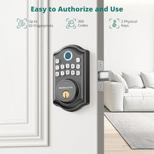 Load image into Gallery viewer, AkaGear DS10 Keyless Entry Door Lock with Fingerprint, Electronic Keypad, 2 Keys, Auto-Lock &amp; One Touch Locking, Easy Installation, Matte Black, MBlack_6026
