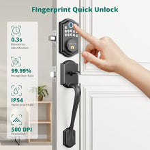 Load image into Gallery viewer, AkaGear DS10 Keyless Entry Door Lock with Handle Set - Fingerprint DeadBolt, Electronic Keypad Deadbolt, Smart Locks for Front Door, Auto-Lock &amp; One Touch Locking, Easy Installation - Matte Black, MatteBlack_5993
