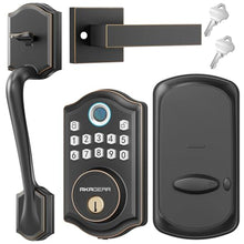 Load image into Gallery viewer, AkaGear DS10 Keyless Entry Door Lock with Handle Set - Fingerprint Deadbolt, Electronic Keypad Deadbolt, Smart Locks for Front Door, Auto-Lock &amp; One Touch Locking - Oil Rubbed Bronze, OilRubbedBronze_1
