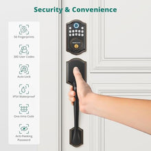 Load image into Gallery viewer, AkaGear DS10 Keyless Entry Door Lock with Handle Set - Fingerprint Deadbolt, Electronic Keypad Deadbolt, Smart Locks for Front Door, Auto-Lock &amp; One Touch Locking - Oil Rubbed Bronze, OilRubbedBronze_5938
