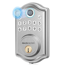 Load image into Gallery viewer, AkaGear DS10 Keyless Entry Door Lock with Fingerprint, Electronic Keypad, 2 Keys, Auto-Lock &amp; One Touch Locking, Easy Installation, Satin Nickel, SNickel_1
