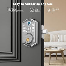 Load image into Gallery viewer, AkaGear DS10 Keyless Entry Door Lock with Fingerprint, Electronic Keypad, 2 Keys, Auto-Lock &amp; One Touch Locking, Easy Installation, Satin Nickel, SNickel_5338
