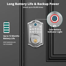 Load image into Gallery viewer, AkaGear DS10 Keyless Entry Door Lock with Fingerprint, Electronic Keypad, 2 Keys, Auto-Lock &amp; One Touch Locking, Easy Installation, Satin Nickel, SNickel_5340
