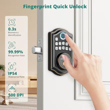 Load image into Gallery viewer, AkaGear Keyless Entry Door Lock with Fingerprint - Door Locks with 2 Keys, Electronic Keypad Deadbolt, Smart Door Locks, Smart Locks for Front Door, Auto-Lock &amp; One Touch Locking - Oil Rubbed Bronze, OilRubbedBronze_6162
