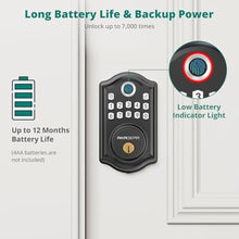 Load image into Gallery viewer, AkaGear Keyless Entry Door Lock with Fingerprint - Door Locks with 2 Keys, Electronic Keypad Deadbolt, Smart Door Locks, Smart Locks for Front Door, Auto-Lock &amp; One Touch Locking - Matte Black, MatteBlack_5381
