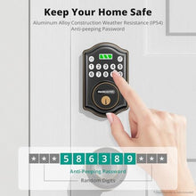 Load image into Gallery viewer, AkaGear Keyless Entry Door Lock with Keypad - Smart Deadbolt for Front Door with 2 Keys - Auto Lock - Easy Installation - DS10 Mini (Oil Rubbed Bronze), OilRubbedBronze_5322
