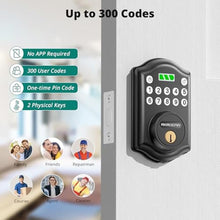 Load image into Gallery viewer, AkaGear Keyless Entry Door Lock with Keypad - Smart Deadbolt for Front Door with 2 Keys - Auto Lock - Easy Installation - DS10 Mini (Matte Black), MatteBlack_5762
