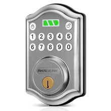 Load image into Gallery viewer, AkaGear Keyless Entry Door Lock with Keypad - Smart Deadbolt for Front Door with 2 Keys - Auto Lock - Easy Installation - DS10 Mini (Satin Nickel), SatinNickel_1
