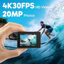Load image into Gallery viewer, AKASO EK7000 4K30FPS 20MP WiFi Action Camera with EIS Ultra HD 131FT Waterproof Underwater Camera Remote Control 4X Zoom Support External Microphone Blue_1407
