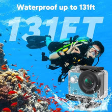 Load image into Gallery viewer, AKASO EK7000 4K30FPS 20MP WiFi Action Camera with EIS Ultra HD 131FT Waterproof Underwater Camera Remote Control 4X Zoom Support External Microphone Blue_1409
