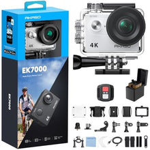 Load image into Gallery viewer, AKASO EK7000 4K30FPS 20MP WiFi Action Camera with EIS Ultra HD 131FT Waterproof Underwater Camera Remote Control 4X Zoom Support External Microphone, Silver_1
