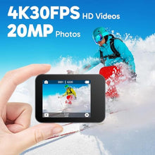 Load image into Gallery viewer, AKASO V50X Native 4K30fps WiFi Action Camera with EIS Touch Screen 4X Zoom 131 feet Waterproof Camera Support External Mic Remote Control (with Selfie Stick Tripod and Carry Bag), Gray_453
